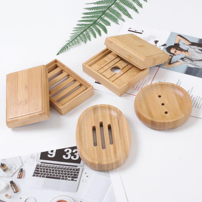 1pc Eco-friendly Natural Bamboo Wood Soap Tray Bathroom Shower Soap Tray Dish Storage Stand Soap Holder Bathroom Products