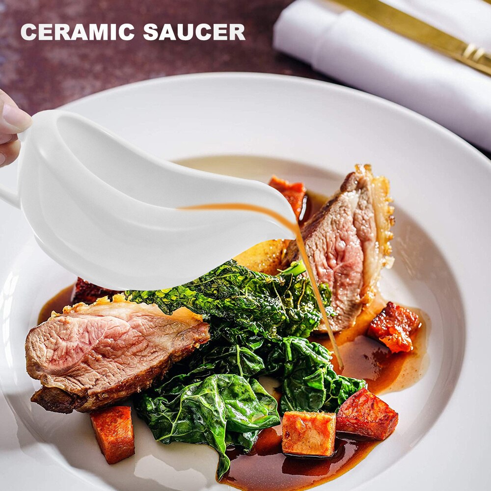 1 Set Keramische Sauskom Porselein Saucier Saus Lade Kruiden Houder (Wit)