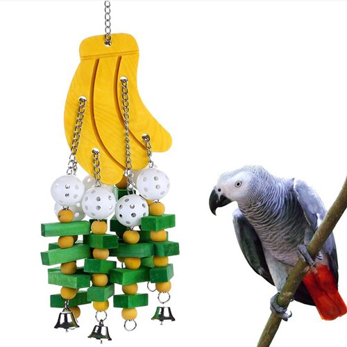 Vogel Papegaai Speelgoed Vogels Swing Speelgoed Huisdier Vogel Accessoires Houten Kralen Bananen Appels Bossen Voor Budgie Lovebirds Conures Vogels Speelgoed: style 3