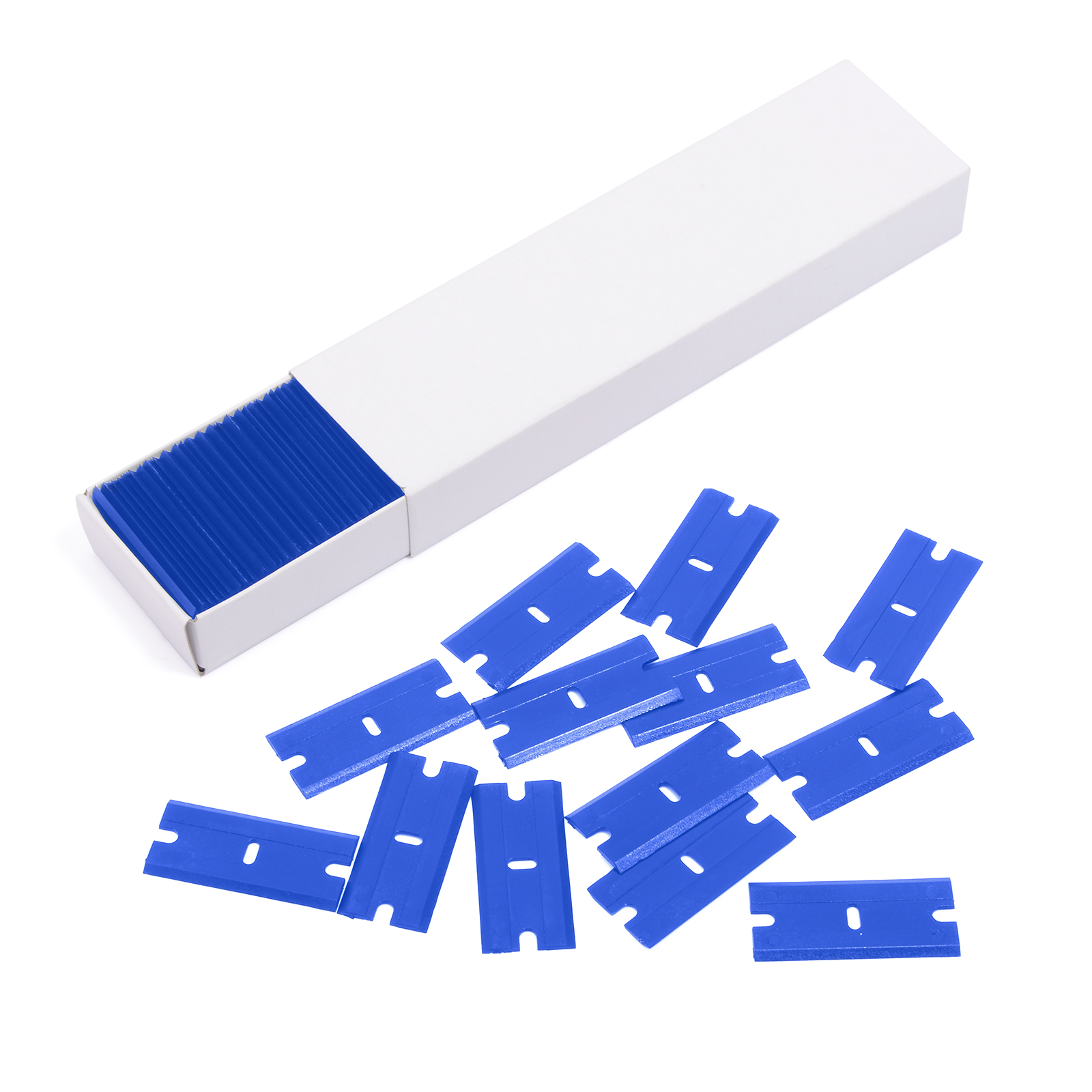 Ehdis 100 stück/packung doppelklingen-kunststoffrasierklingen, autofenster-haushaltsreinigungswerkzeug, windschutzscheibenkratzer, kleberflecken, schneebeseitigung