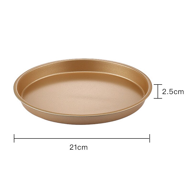 Poêle antiadhésive ronde en acier au carbone, de alimentaire, poêle à Pizza, outil de pâte, moule à gâteau, accessoires de cuisine: gold 8 inches