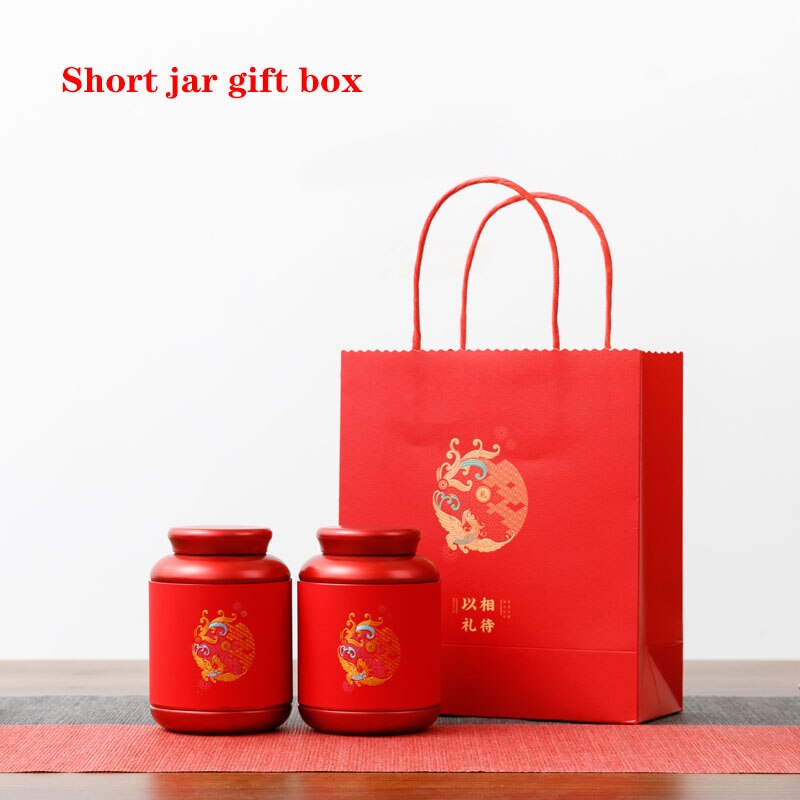 Contenedor sellado de Metal para el hogar, contenedor cilíndrico de Color sólido Universal para té y café, Chocolate, lata de Metal, caja de de almacenamiento: Short jar box red