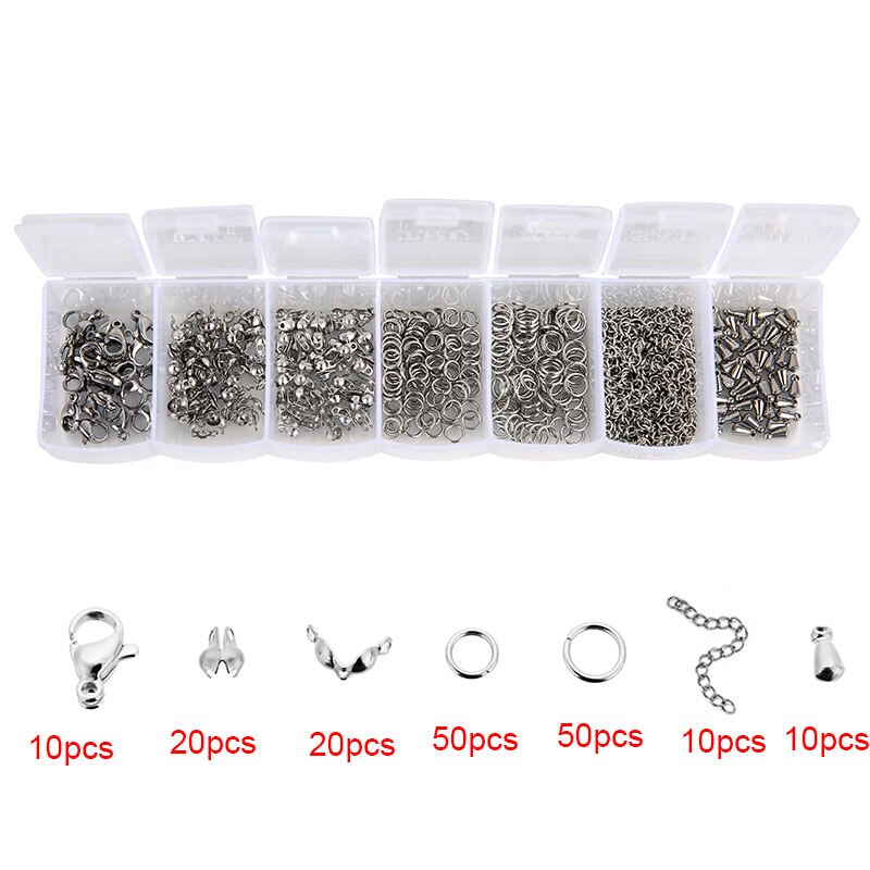 Stainless Steel Lobster Clasps Jump Rings Necklace Making Gold Extender Chain Diy Bracelet Accessories Jewelry Making Kit Set