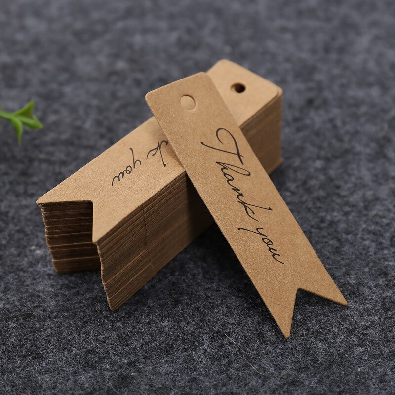 Etiquetas de embalaje para manualidades, etiquetas colgantes hechas a mano de 7x2cm, tarjetas de papel Kraft, etiquetas de de agradecimiento para embalaje de , 50/100 piezas