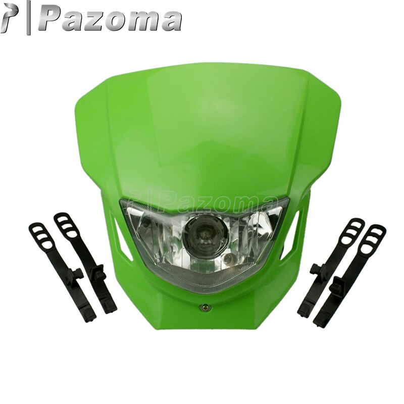 Pazoma – phare universel blanc pour motos, pour Honda CRF XR Yamaha WR YZ Suzuki DR DMZ Kawasaki KLX KX 250 450, 12V: green
