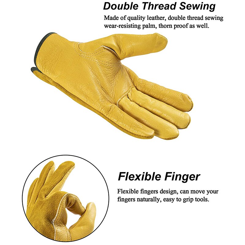 Haven handsker torn bevis , 2 par tunge have handsker, fleksible og holdbare læder arbejdshandsker til mænd kvinder l