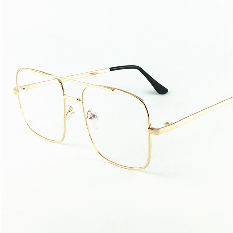 Vintage Gold Metal Frame Eyeglasses Mens Womens Sun Glasses Retro Square Optical Lens Eyewear Nerd Clear Lens Glasses: GD