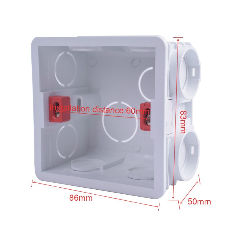 Boîtier mural universel en plastique pour prise de courant, 86x86mm, ruban blanc