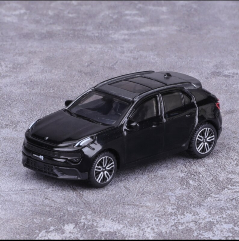 1:64 Lynk &amp; Co 01 02 Alloy Car Model Lynk &amp; Co 03 05 Diecast Toy Vehicle High Simitation Cars Toys For Children Kids Xmas: 02HB Black