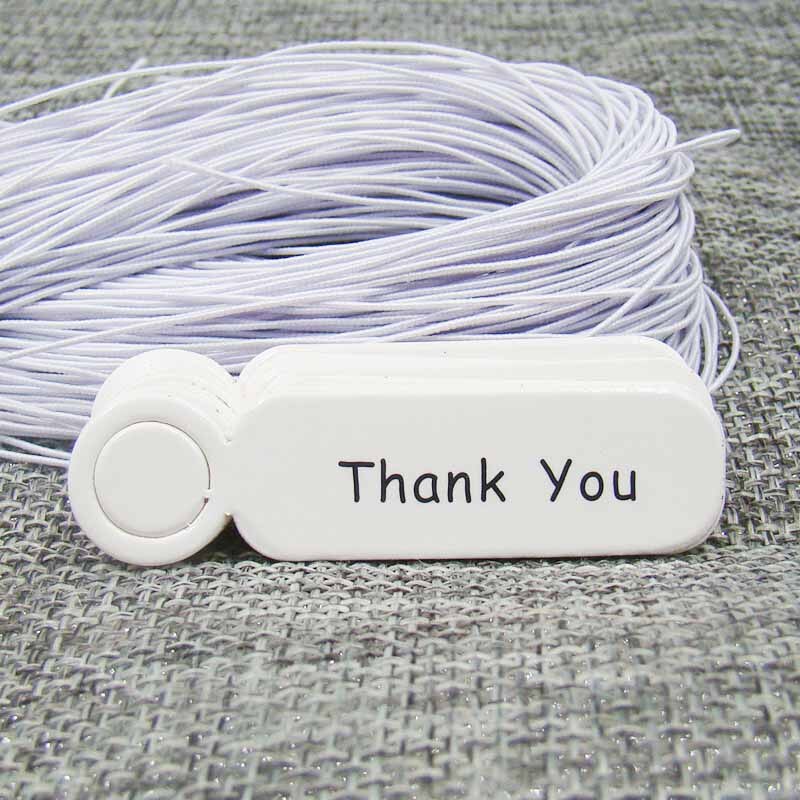 Étiquette en papier blanc | 3cm de diamètre, 100 pièces + 100 pièces, chaîne élastique pour produits, étiquette suspendue merci avec ruban imprimée: Violet clair