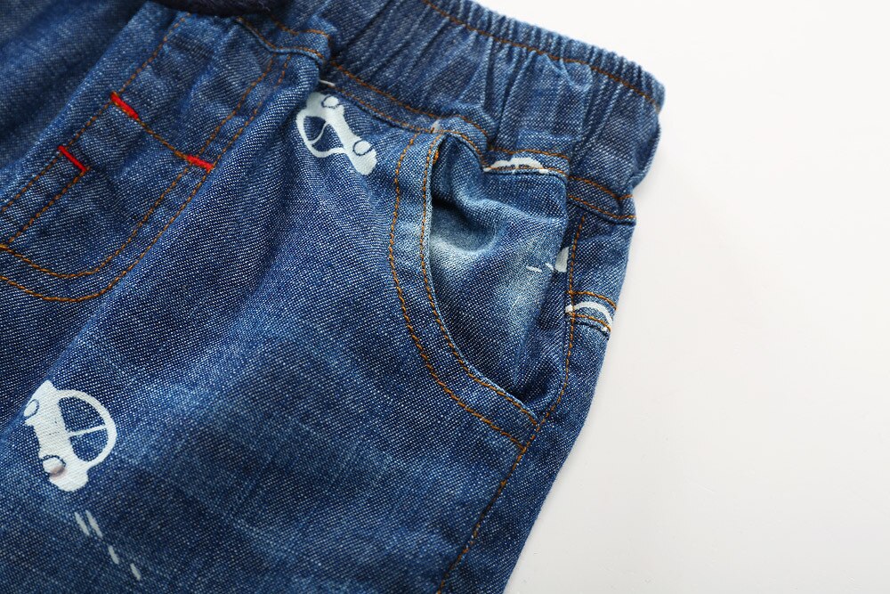 Børn cowboy shorts børn dreng afslappet denim stil tegneserie lomme sommer korte strandbukser småbørn drenge skoletøj 2-7y