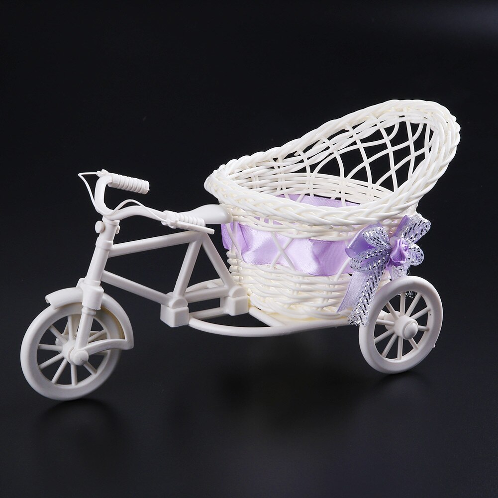 Moderne rattan trehjulet cykel kurv have bryllupsfest kontor bord vase opbevaring boligindretning soveværelse vase blomsterdekorationsværktøj: 6
