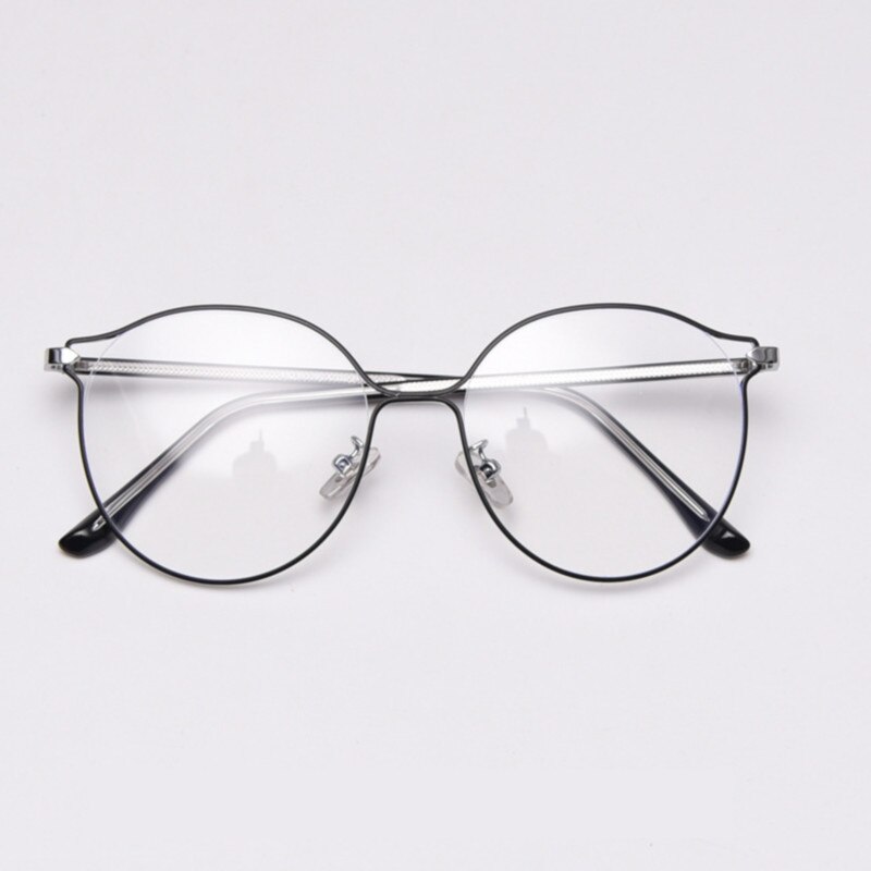 49032 Round Retro Ultralight Glasses Metal Frames Men Women Optical Computer Glasses: C5silverblack