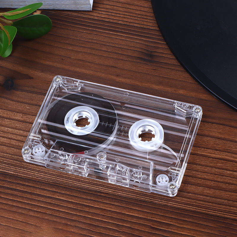 Reproductor de cinta en blanco de Color Cassette estándar con caja de almacenamiento transparente de cinta de Audio magnética de 45/60/90 minutos para grabación de música de voz: Verde claro