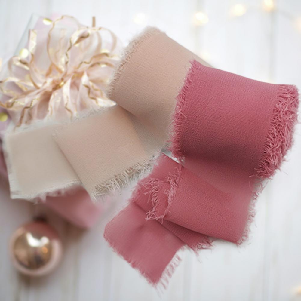 Verzwakte Randen Rimpel Chiffon Zijden Lint Bruiloft Bloem Boeket Wrap Decor Prop Diy Kleding Naaien Stof Diy