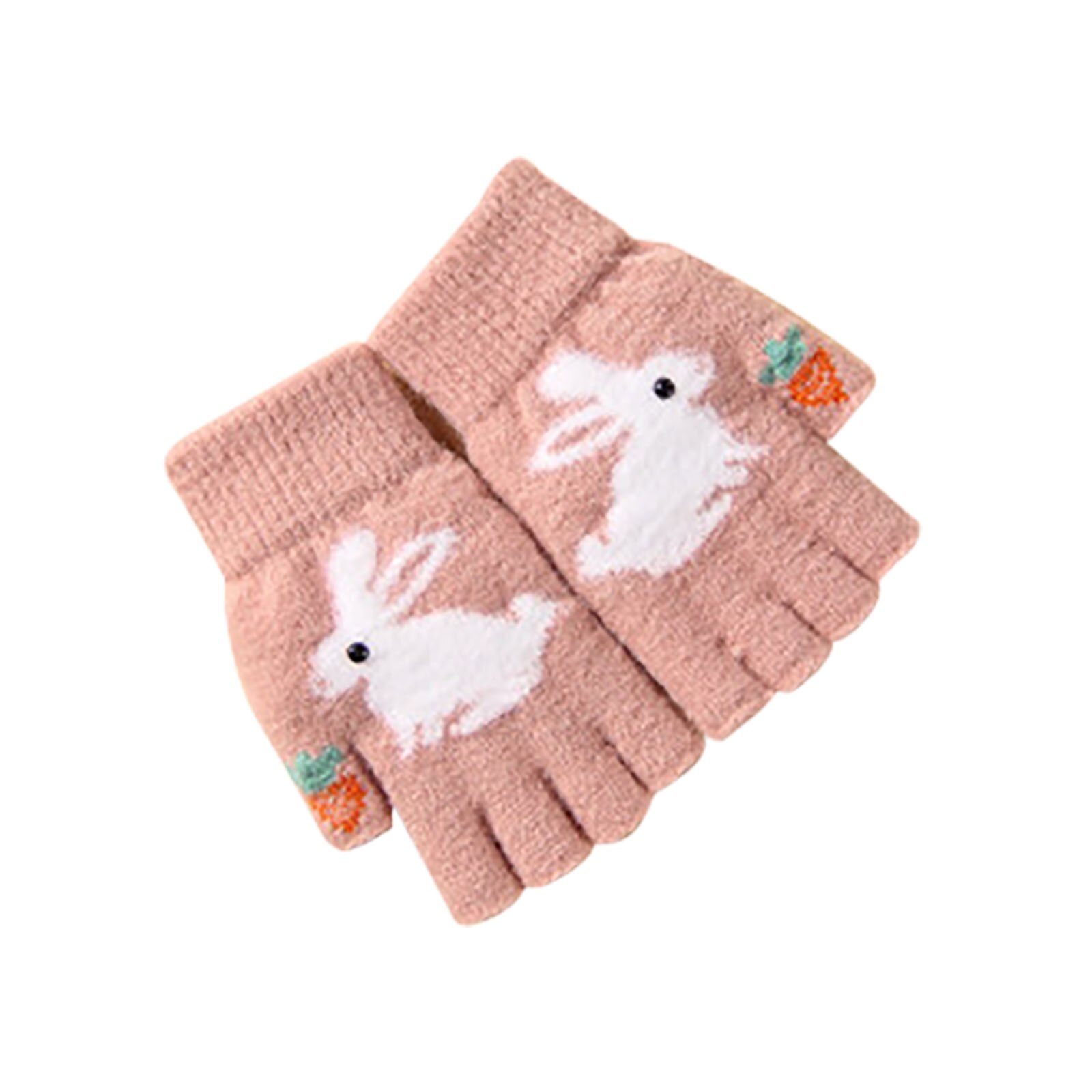 Baby Winter Kaninchen Gedruckt Handschuhe Winter draussen betroffen Verdicken warm Halten Winddicht Zeigen Finger Handschuhe Варежки С Животными