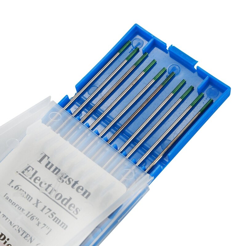 TIG Welding Tungsten Electrodes Pure Tungsten (Green, WP) 10-Pack
