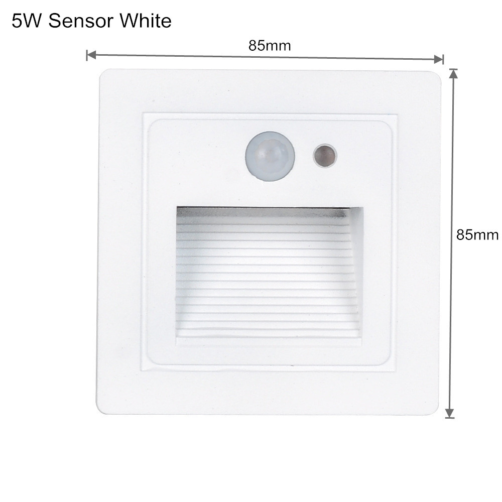 Sensor 5w vandtætte væglamper  ip65 trappelys betjent til værelse gang gangsti toilet natsikkerhed  ac110v 220v: Lysegrå / Varm hvid
