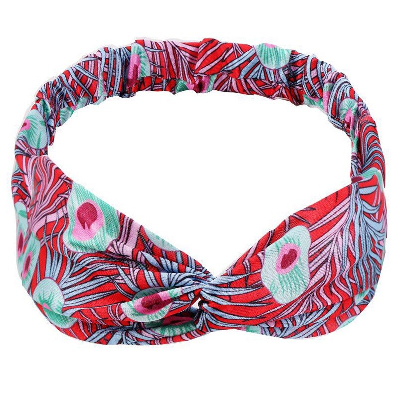 Bohemian Girls Hairband Hair Accessories Print Headbands Vintage Women Headband Cross Top Knot Elastic Hairband Soft Bandanas: Color-17