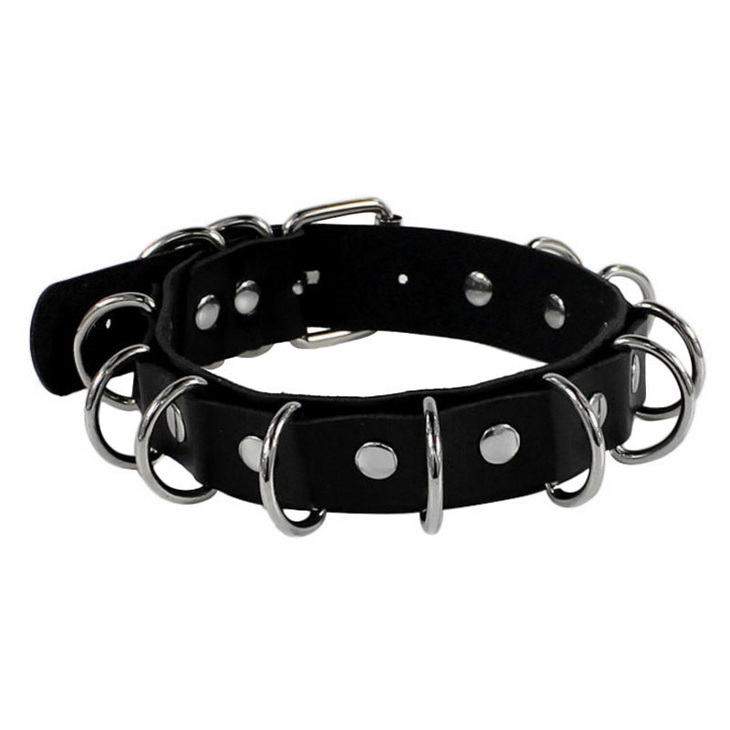 Collar de Metal multicapa con remache de punta redonda para mujer, Gargantilla gótica, joyería