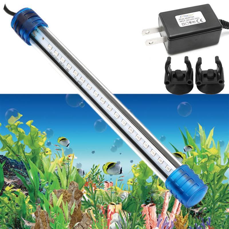 Aquarium Fish Tank LED Light Blue/White Waterproof Lamp 20/30/40/50/60CM Bar Submersible Waterproof Clip Lamp Decor US Plug