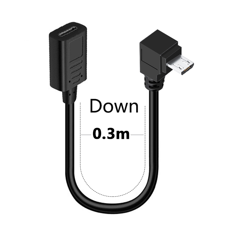90 angle Type-C Female To Micro-B Micro male USB Charger Data otg cable adapter oy left/right/up/down: Red