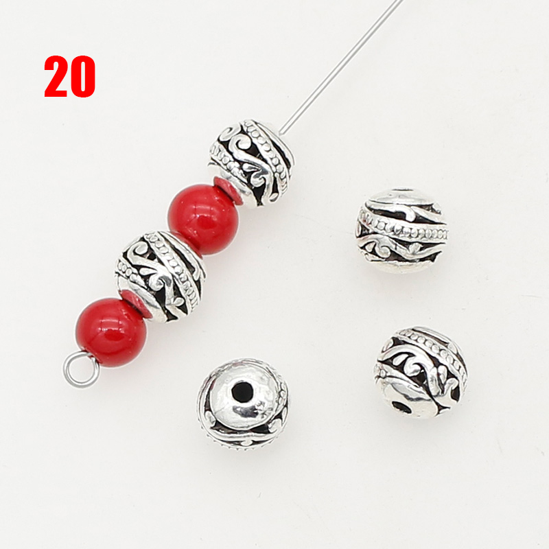 Perles en métal évidées en argent tibétain, fleur faite à la main, perles d'espacement papillon, fabrication de bijoux européens bricolage, 8mm, 24 modèles, 10 pièces par lot: Lumière Rose