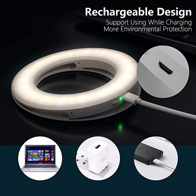 Anillo de luz para selfi, Círculo Led Mini abrazadera de luz para teléfonos, recargable, maquillaje, relleno, portátil, cámara y vídeo