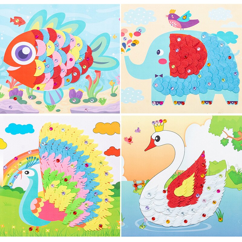 3D stereoscopic Stickers Handmade Paste Kindergarten Nonwoven Creativity Brain Game Learning Education Arts Crafts DIY toys