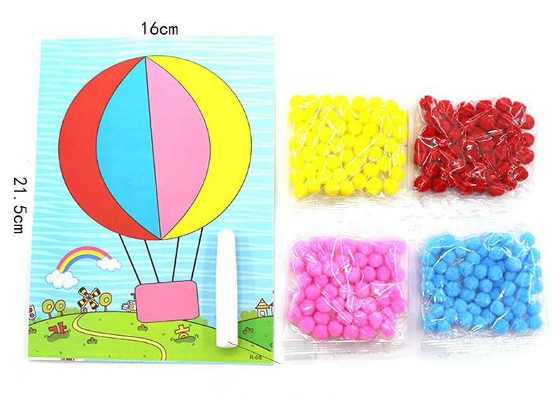 1pc DIY Plush Ball Painting Stickers Children Educational Handmade Puzzles 5pcs small Scratch Art Paper Magic Painting Paper WYQ