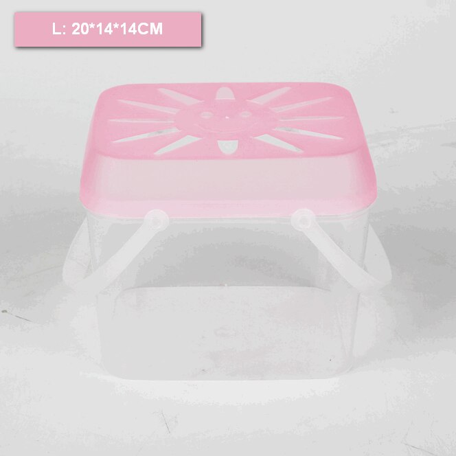 HONGYI Small fish tank turtle tank mini pet feeding box children portable small plastic: L