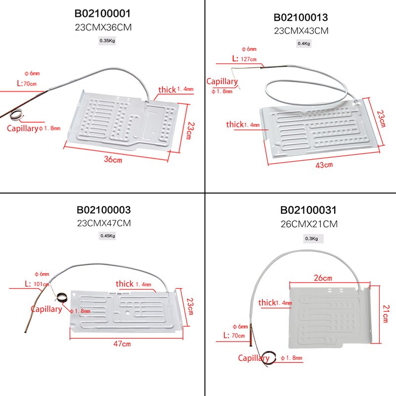 refrigerator evaporator flat plate evaporator freezer cooling plate fridge evaporator fridge evaporator with capillary aluminum