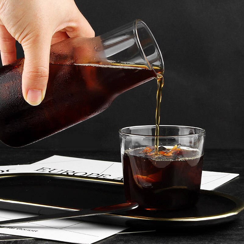 Japansk stil en-person drikke lille kapacitet vandkande med kop sæt gennemsigtig varmebestandigt glas koldt vand kande skab