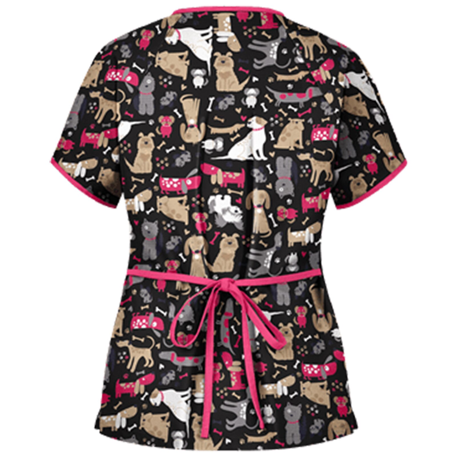 Monos trabajo de peluquería para mujer, uniforme de manicurista con estampado animal, Blusa de manga corta con cuello en V