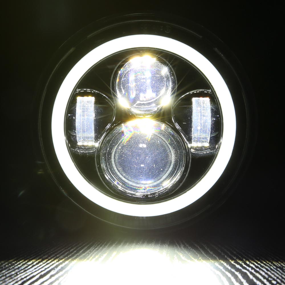 7.5 Inch Cafe Racer Led Motorfiets Koplamp Angel Eyes Universele 7.5 "Ronde Koplamp Voor Cafe Racer Bobber Honda