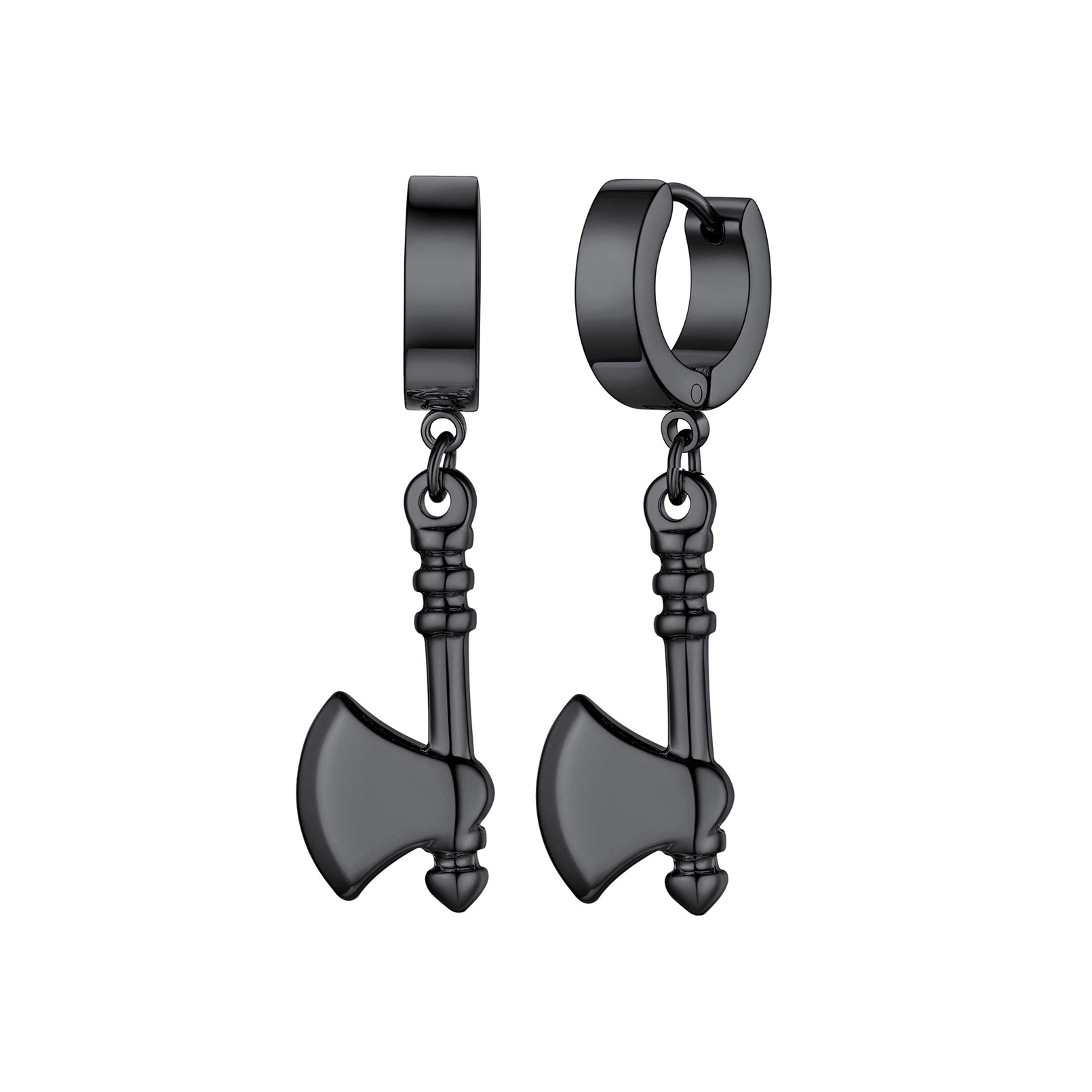 Pendientes de daga de Color negro y plateado para hombre, pendientes de aro con calavera y hoja de espada de acero inoxidable, joyería de tatuaje de roca a la