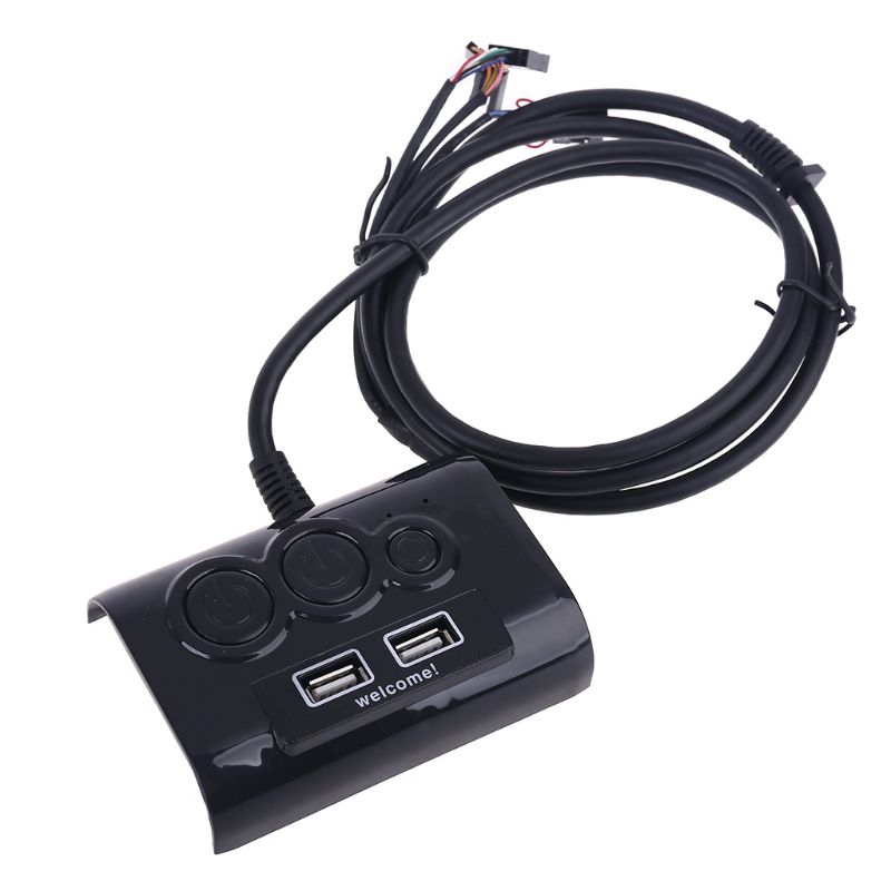 Desktop Computer Switch PC Case Power Supply on/off Reset Button Double USB Port