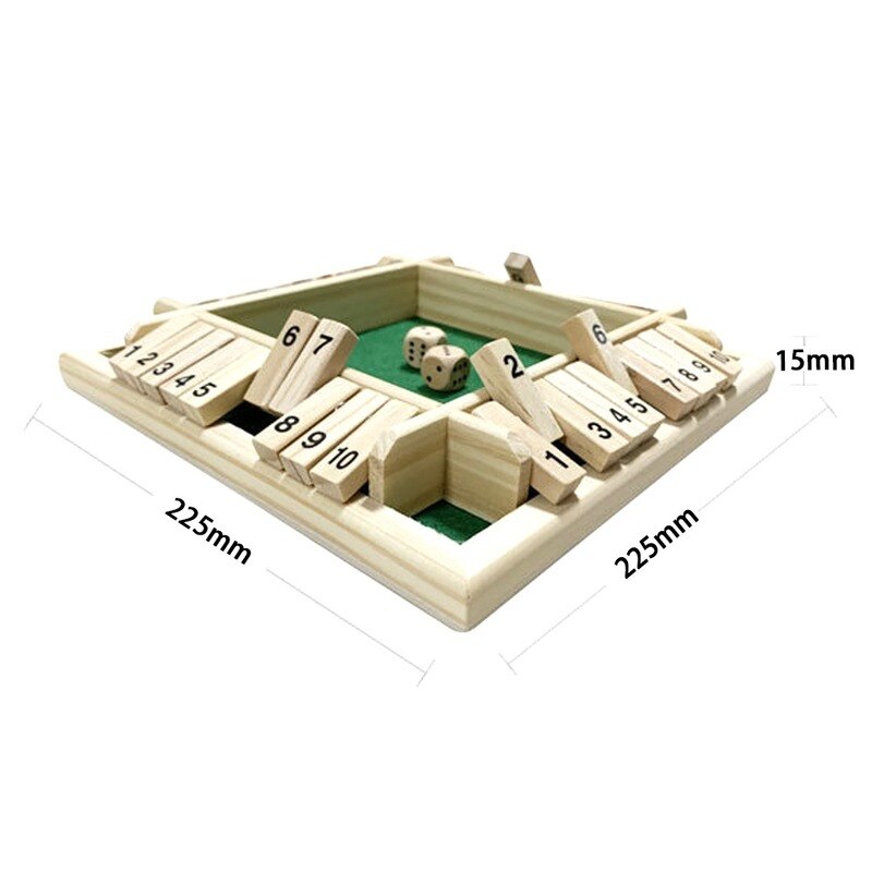 22X22X3.5Cm Sloot De Doos Dobbelstenen Bordspel 4 Zijdig 10 Aantal Houten Flappen & Dices spel Voor 4 Persoon Pub Bar Feestartikelen