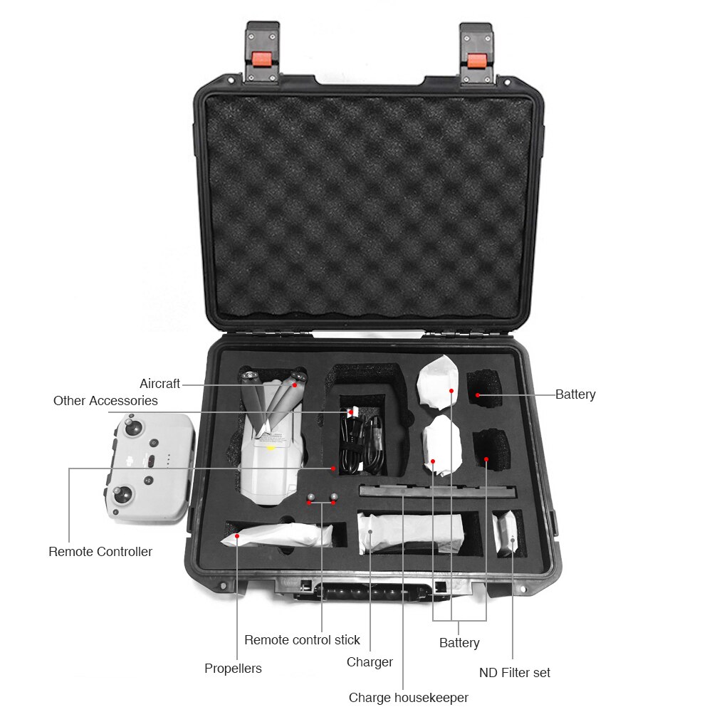 Stor mavic air 2 etui vandtæt eksplosionssikker æske rejsetaske til dji mavic air 2 drone / controller / tilbehør