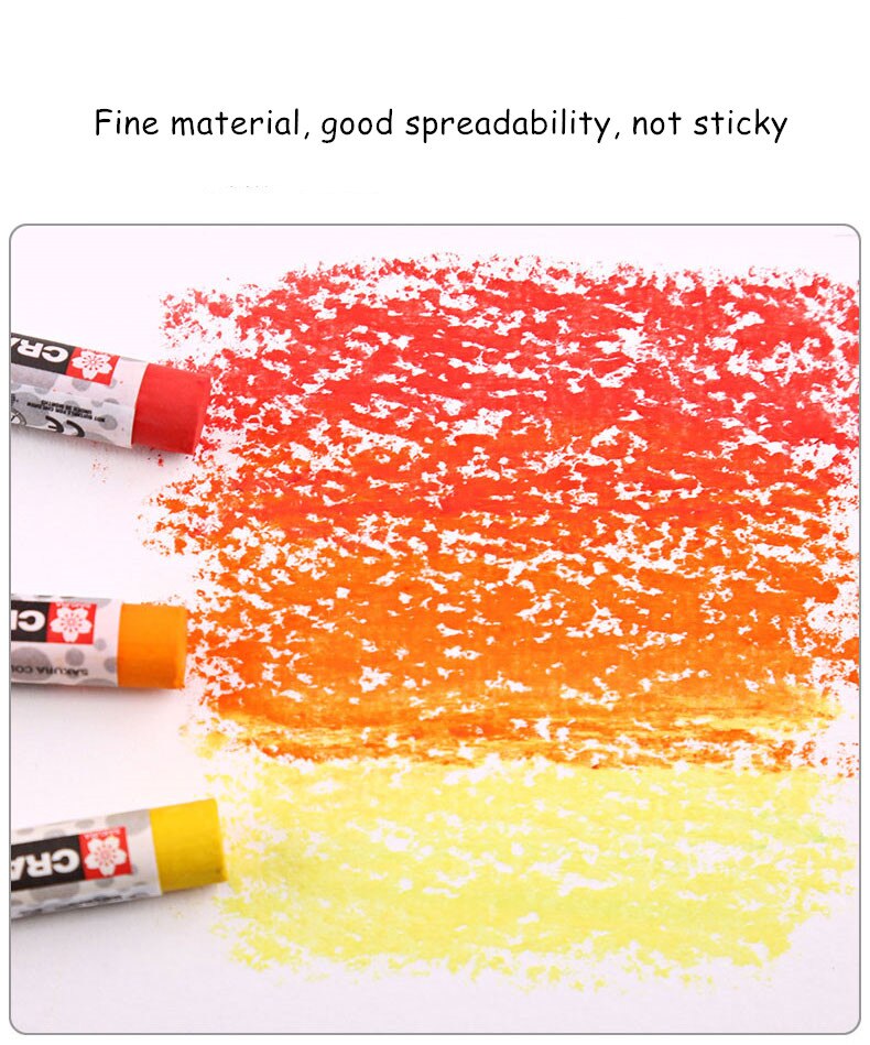 1 Set Sakura CRAY-PAS Oil Pastels Non-toxic Safe Wax Crayon Drawing for Students Kids Yellow Box 50 Colors Art Supplies