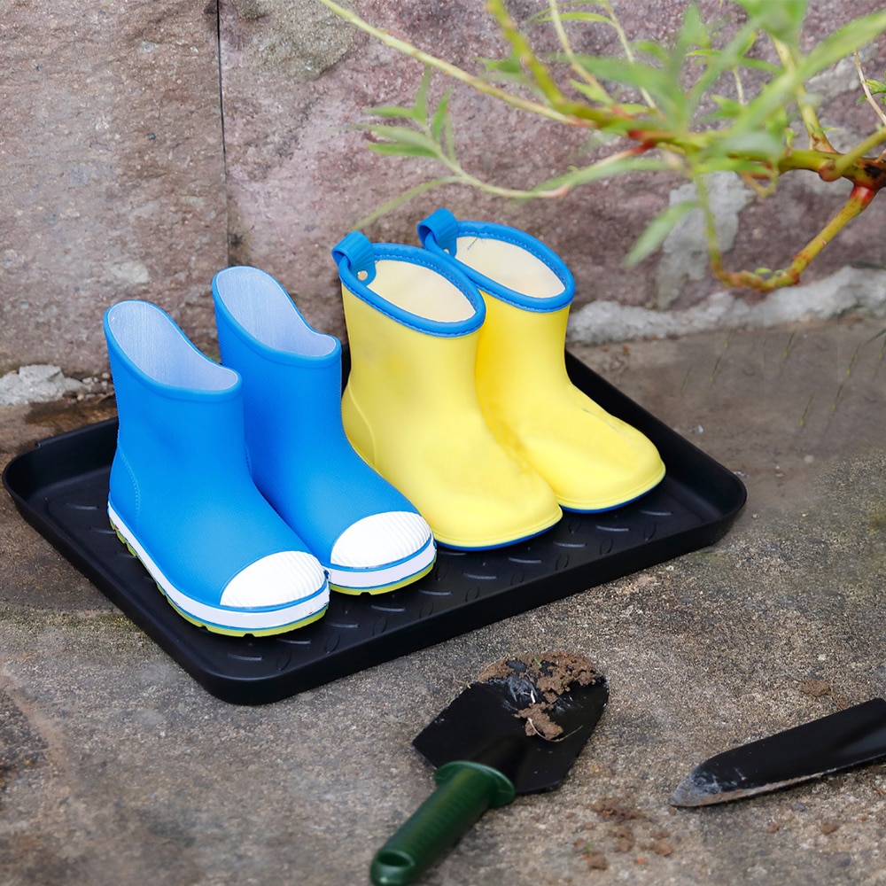 plateau de tapis de botte noir plateau de tapis de botte plateau de chaussures botte tapis de séchage tapis de saleté chien eau litière boîte Ray ménage multi-usages