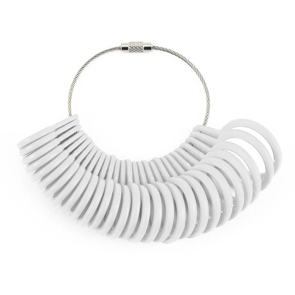 básico de joyería, herramienta de medición adecuada para joyería de talla estadounidense de 0 a 13, herramienta de joyería de lazo, anillo medidor de tamaño de anillo: white