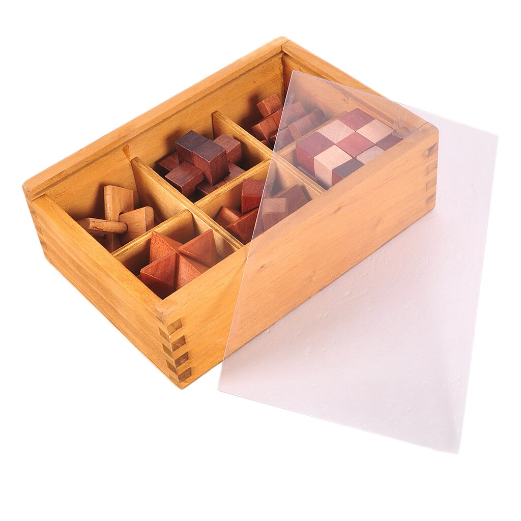 1 einstellen/6 Stück Luban Schloss Holz Spielzeug Aus Holz Intelligenz Spielzeug IQ Gehirn Teaser