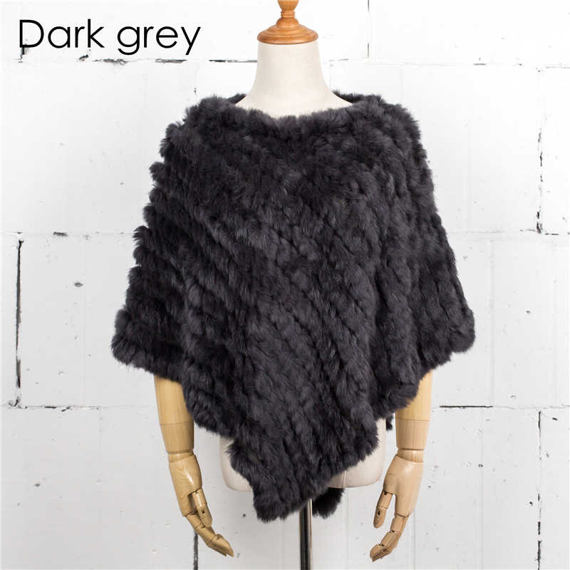 Femmes tricot fourrure de lapin châle Poncho Cape Robe Tippet Wrap femme fille manteau Jakcet CK701