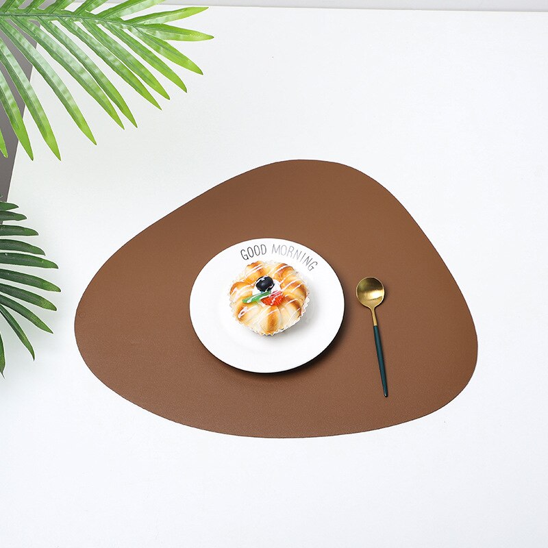Leather Placemat Nordic Waterproof Oil Proof Thermal Insulation Solid Big Small Double Side Triangular Home Placemat 41*34Cm: G / 41X34cm