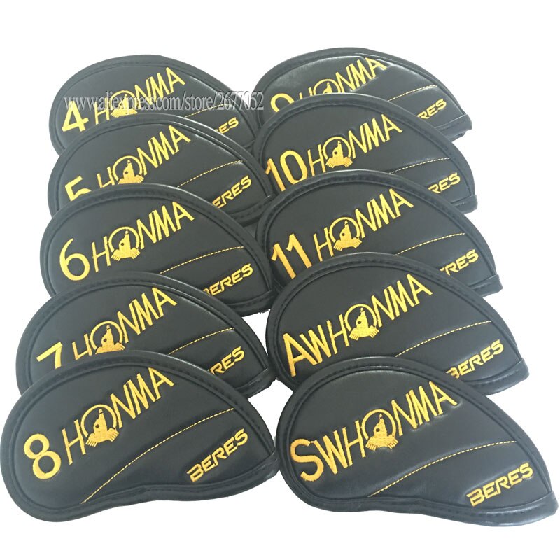 Mens golf trä huvudbonad honma full set klubbor huvudskydd svart färger golf trä huvud lock