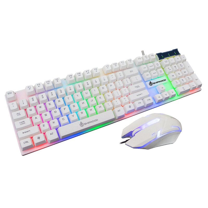 Shipadoo D280 Wired Keyboard and Mouse Set, USB Luminous Manipulator Game Keyboard and Mouse Set: Default Title