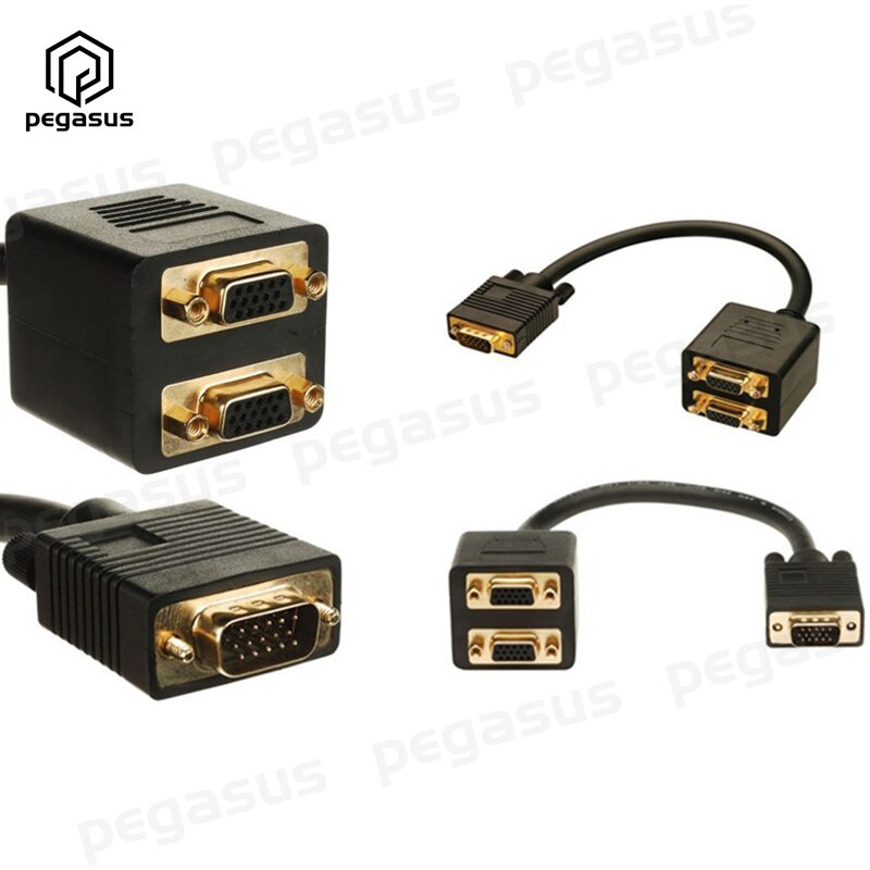 Vga Male Naar 2 * Vga Vrouwelijke Converter Adapter Splitter Y Video Monitor Cable