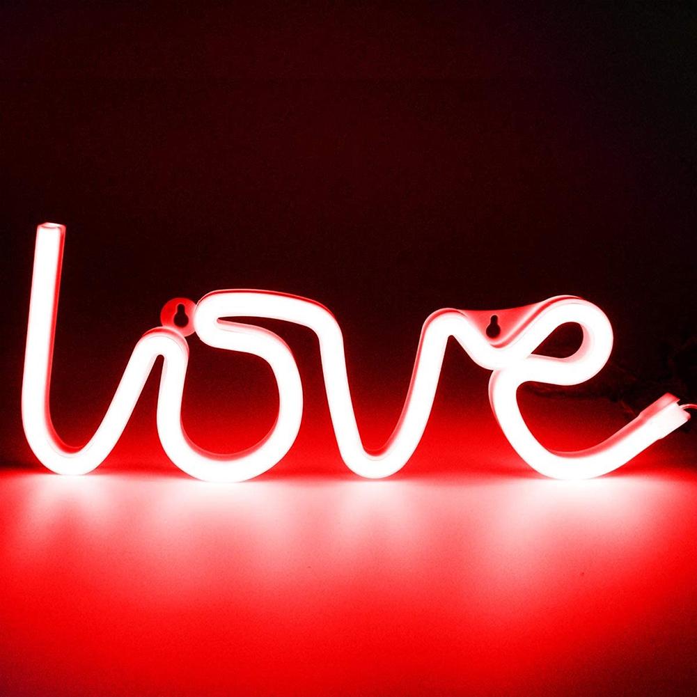 LED Neon Light Sign LOVE HEART Wedding Party Decoration Neon Lamp Valentines Day Bedroom Home Decor Night Lamp: Red