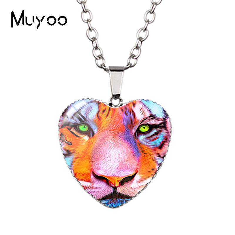 Landscape Animal Swans Butterflies Peacock Oil Painting Handcraft Heart Jewelry Pendant Necklace HZ3: Black Gun Plated